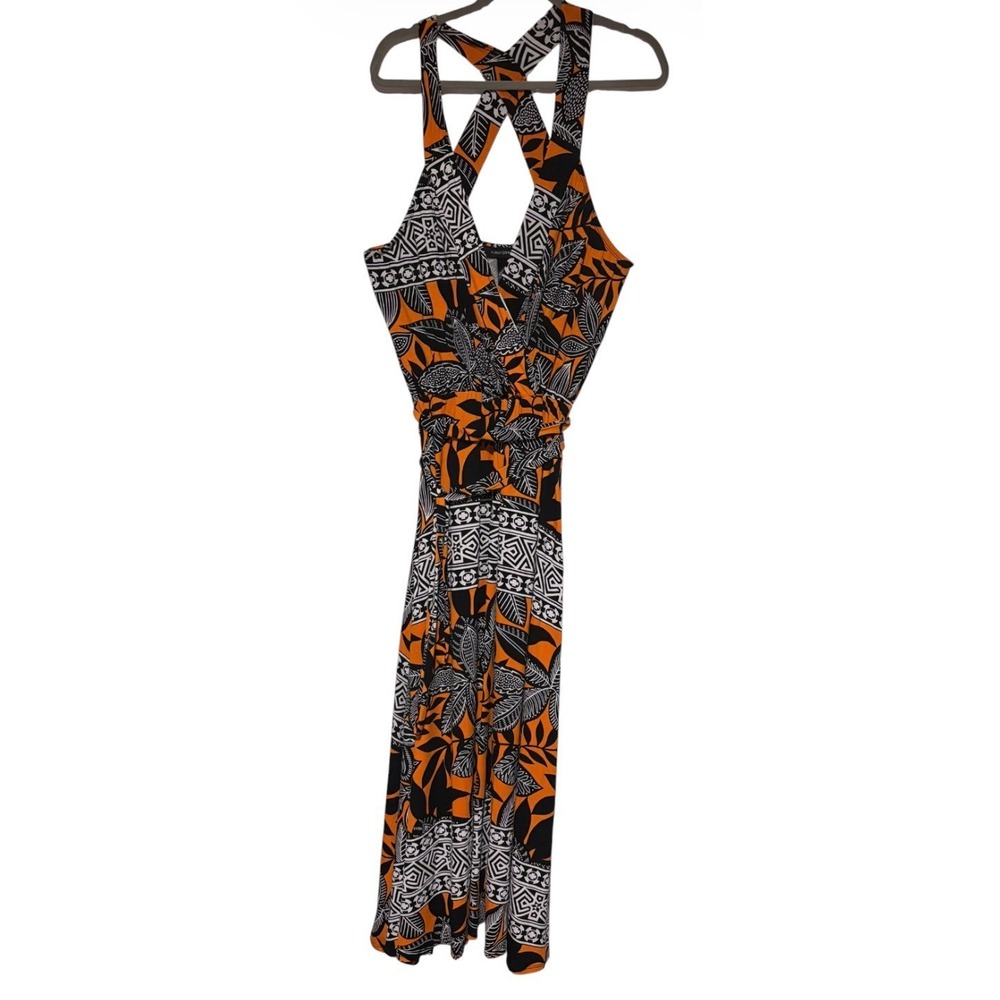 NEW Ashley Stewart Sleeveless Tropical Cross Back Maxi Dress Resort Sz 18/20